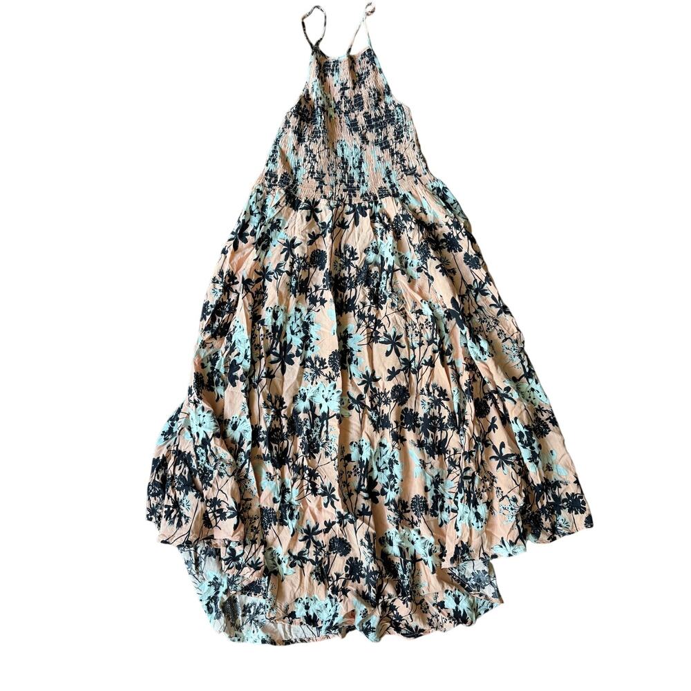Lira womens smocked top midi dress pink floral XS